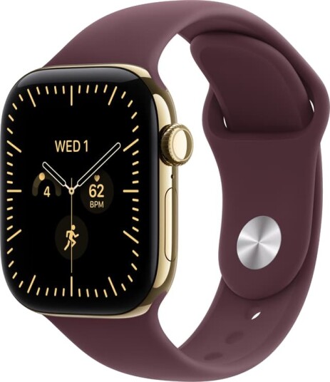 Apple Watch Series 12 42mm CEL (strålende gull titan/vinrød Sport Band) M/L