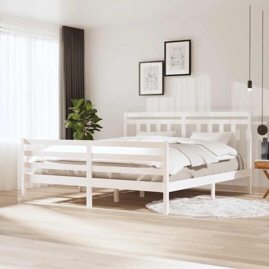  Sengeramme hvit 180x200 cm Super King heltre