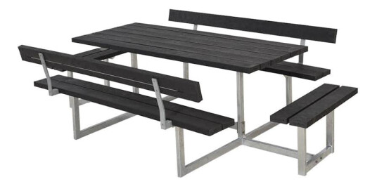 Benkbord PLUS Basic med Ekstra Sitteplasser Svart Plast