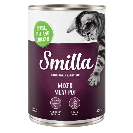 Smilla Økonomipakke:  Mixed Meat Pot 24 x 400 g - Gås, okse og kylling