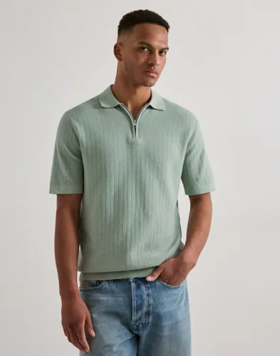 Selected Men Slhcran Ss Knit Structure Half Zip Half zip Blå