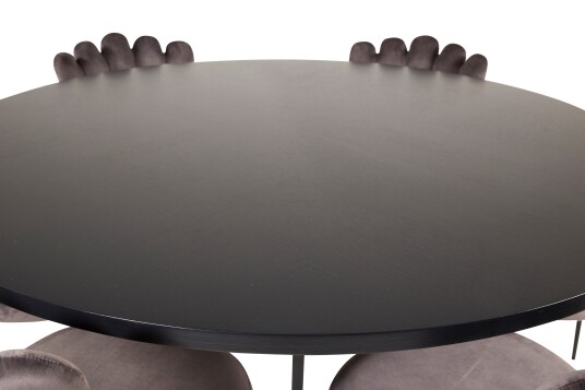 Venture Home Copenhagen Spisegruppe 140 cm Rund med 6 Limhamn Stoler Sort