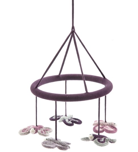 Smallstuff Hanging Mobile Butterflies Aubergine/silver Smallstuff Hanging Mobile Butterflies Aubergine/silver