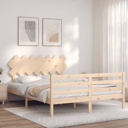 vidaXL Sengeramme med hodegavl 140x190 cm heltre 8720845404369