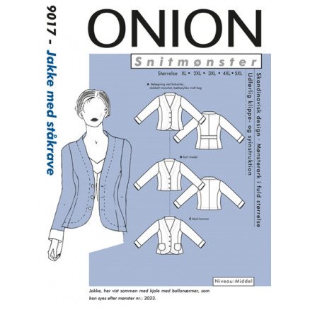 ONION Snittmønster Plus 9017 Jakke med Ståkrage Str XL 5XL