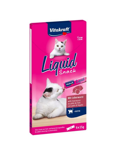 Vitakraft Liquid Snack With Liver Sausage + Biotin 6X15G
