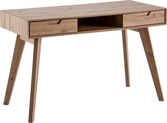 Skrivebord Wohnling Eiketre stil 120 cm med 2 skuffer oppbevaringsplass moderne -