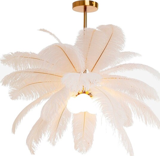 KARE Design Pendellampe Fjærpalme Hvit Ø87cm Hvit