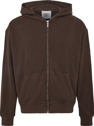 Organic Basics Waffle Zip Hoodie   Brown   L