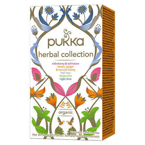 Pukka Herbal Collecn Te Sampak Elderberry & Echinacea, Lemon, Ginger & Manuka, 20 Poser Pukka Herbal Collecn Te Sampak Elderberry & Echinacea, Lemon, Ginger & Manuka, 20 Poser