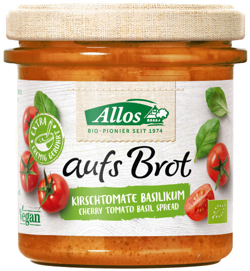 Allos Smørepålegg Aufs Brot Cherry Tomat basilikum 140g Allos Smørepålegg Aufs Brot Cherry Tomat basilikum 140g