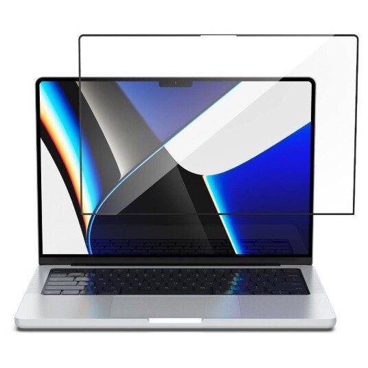 Spigen MacBook Pro 14 M1/M2 (2021-2023) Spigen EZ Fit GLAS.tR Skjermbeskytter - Gjennomsiktig / Svart