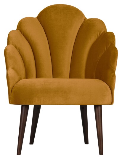 WOOOD Schelp Loungestol - Matt gul velour Unoliving