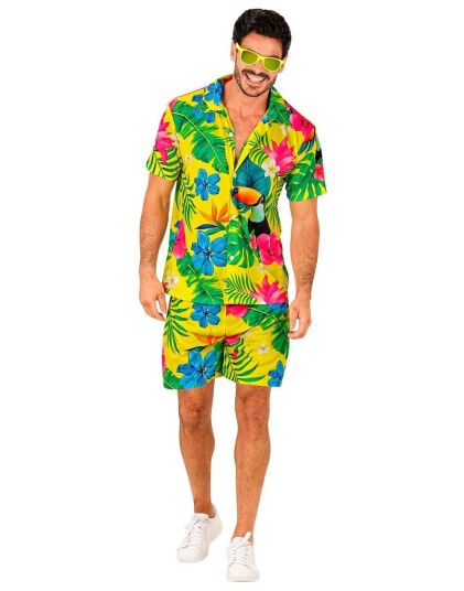 Widmann Tropisk Gul Hawaii Skjorte og Bukse L/XL