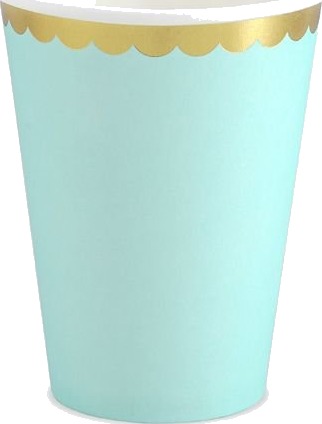 6 stk. Mintfarget Pappkrus med Gullkant 220 ml 6 stk. Mintfarget Pappkrus med Gullkant 220 ml