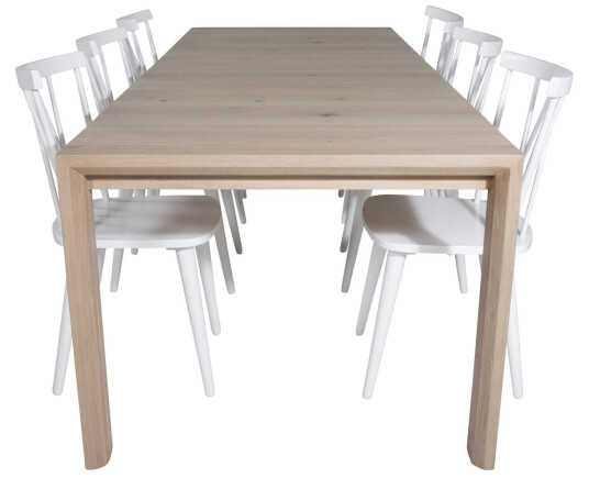 Venture Design Slider & Mariette spisegruppe Natur/hvit 6 st stoler & bord 170 x 95 cm