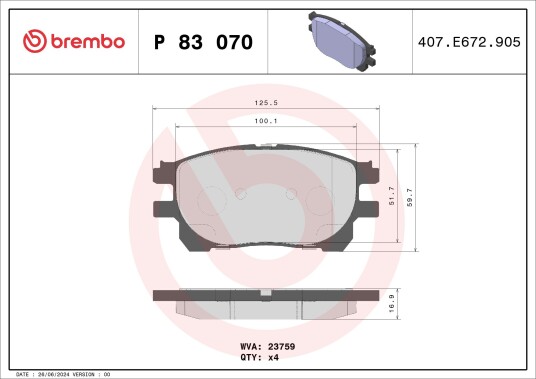 Bremseklosser BREMBO P 83 070