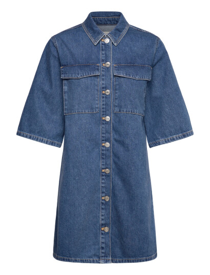 Selected Slfagathe Short Denim Dress Blue 36