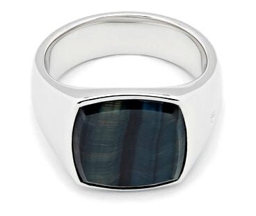 Tom Wood Jewellery Cushion Blue Hawk Eye Ring Sølv  male 62