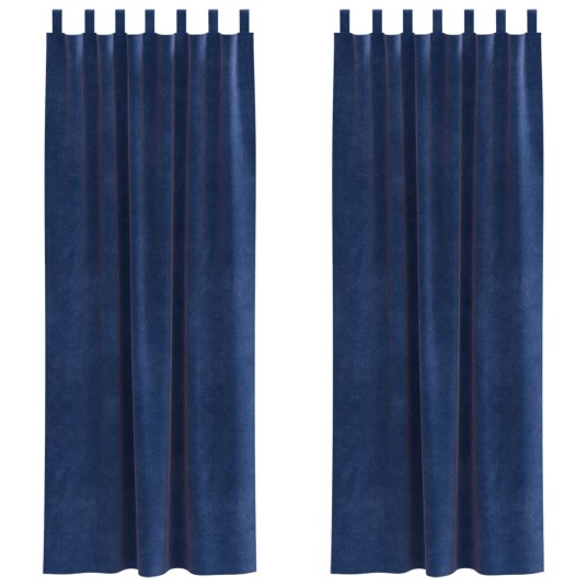 Gardiner med gardiner 2 pcs Mørkblå 140 x 260 cm Fløyel