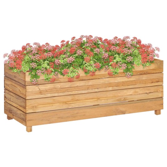 vidaXL Høybed 100x40x38 cm resirkulert teak og stål