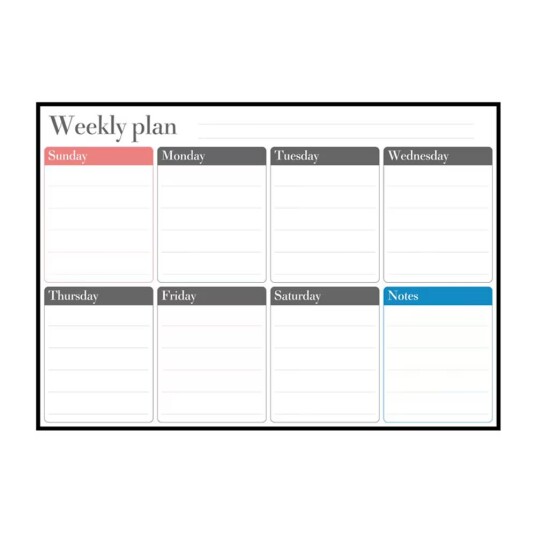 Magnetisk Whiteboard Ukeskjema 42x30cm Magnetisk Whiteboard Ukeskjema 42x30cm
