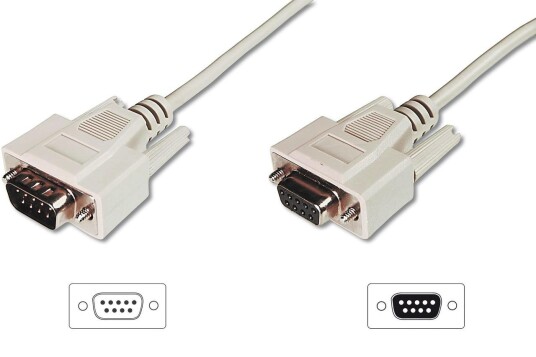 Digitus 3M DB-9 Seriell Forlengelseskabel med Tommelskruer Beige