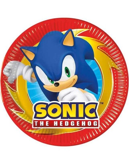 8 stk Papptallerkener 20 cm   Sonic the Hedgehog