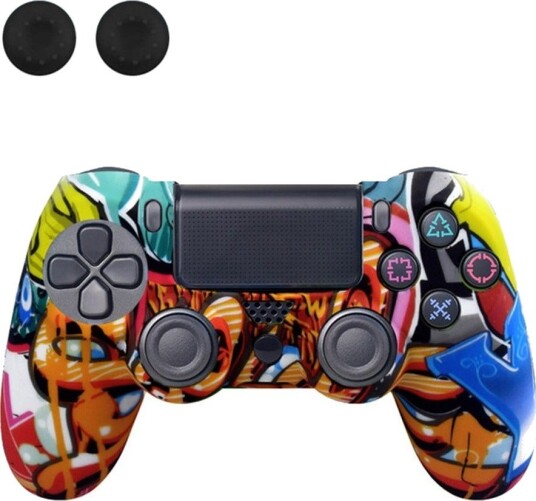 DATA FROG Silikondeksel PS4-kontroller Graffiti Blå Y