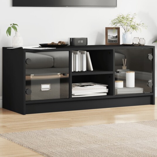 vidaXL TV-benk med dør svart 102x37x42 cm 8721012213227