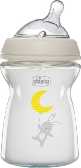 Chicco NaturalFeeling Tåteflaske I Glass 250ml Chicco NaturalFeeling Tåteflaske I Glass 250ml