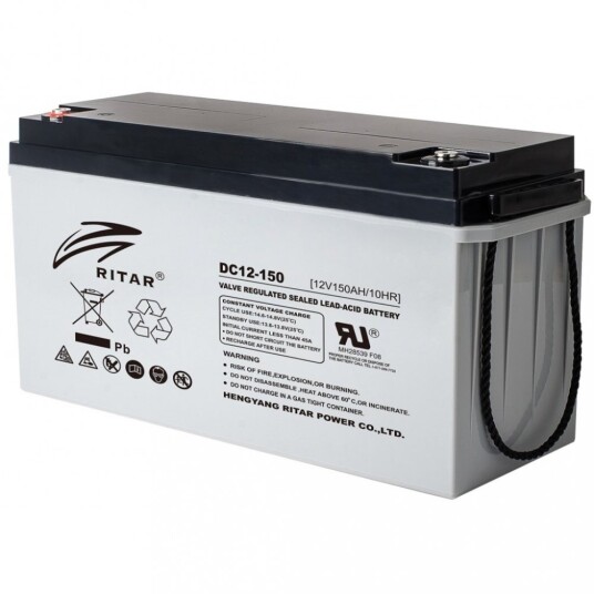 RITAR AGM Deep Cycle Batteri 12V 150AH C10 (483x170x241mm) +venstre.