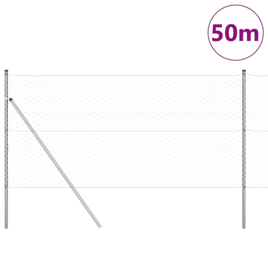 Gjerde med innlegg. sølv 1 x 50 m PVC belagt stål