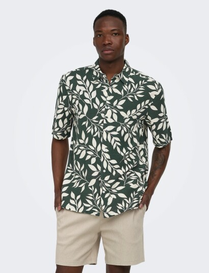 ONLY & SONS Onsharvi Life Ss Aop Shirt Noos Green L