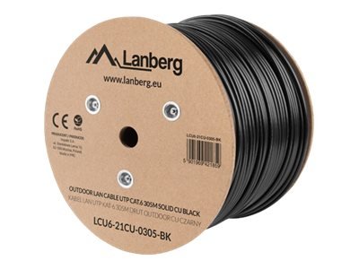 Lanberg - Samlet Kabel - 305 M - Utp - Cat 6 - Solid Utendørs - Svart