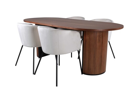Venture Design Bianca & Berit spisegruppe Beige/natur 4 stoler & bord 200 x 90 cm