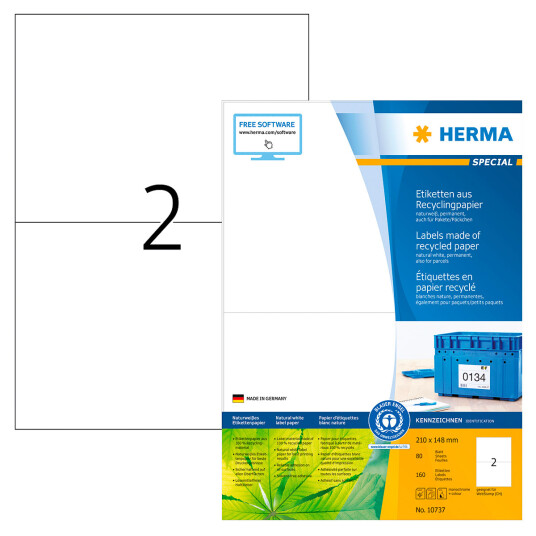 Herma Resirkulerte etiketter 160 stk 210x148mm Herma Resirkulerte etiketter 160 stk 210x148mm