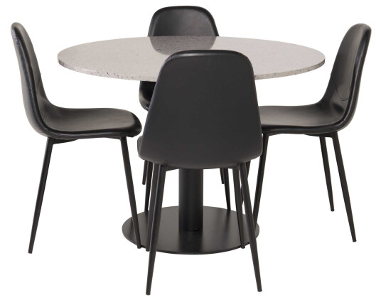 Venture Design Razzia & Polar spisegruppe Grå/svart 4 st stoler & bord 106 cm