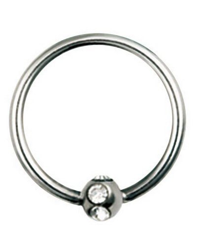 BCR Piercing med Rund Kule og Klare Stener Strl 1.2 x 8 mm med 3 mm kule