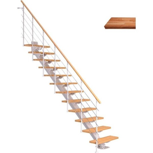 Dolle Sydney Rett Trapp Hvit 9016 style 6 oljet Eik 85 13   Loddrett Høyde 259 315cm