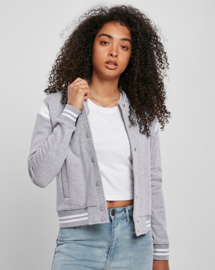 Urban Classics Organic College Sweat Jacket for kvinner Grå