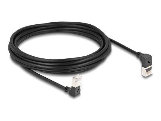 Delock Nettverkskabel Rj-45 P Oppvinklet Til Rj-45 P Nedvinklet 5 M 4.5 Mm S/Ftp Cat 6A Med Støvel Halogenfri Svart