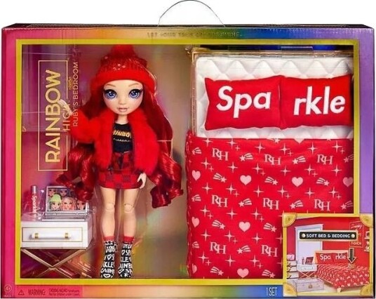 Rainbow High Ruby Dukkesett Med Pysjamas 4+ År