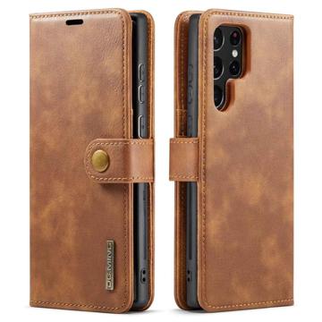 DG.Ming 2-i-1 Samsung Galaxy S23 Ultra 5G Avtakbart Lommebok-deksel I Lær Brun
