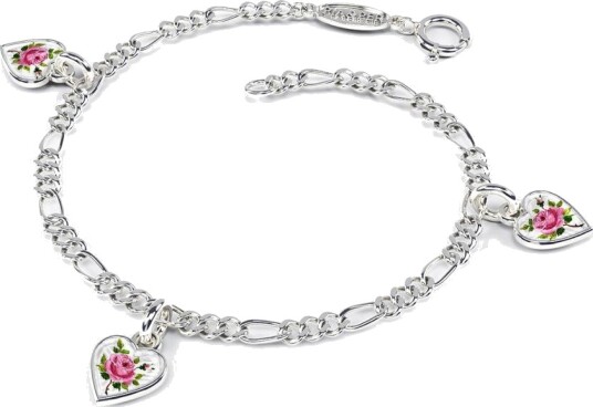 Pia & Per Armbånd til barn i 925 sølv med rose hjerter
