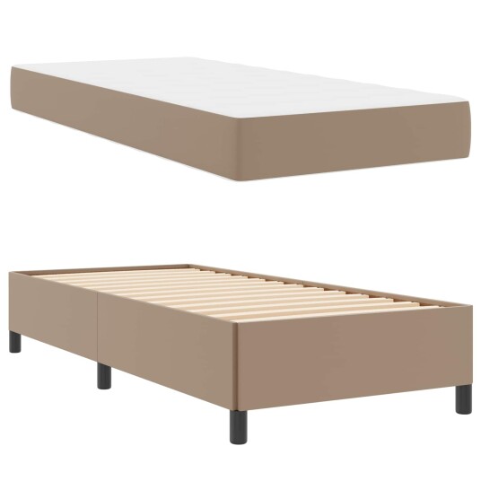  Sengeramme med madrass Cappuccino 90 x 190 cm Kunstlær