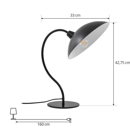 Lucande Arvadon bordlampe i metall svart