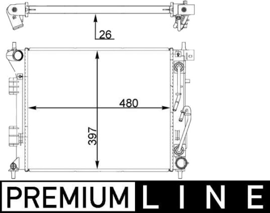 Radiator, motorkjøling MAHLE CR 1405 000P