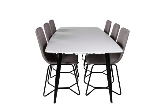 Venture Design Polar & X chair spisegruppe Hvit/svart 6 st stoler & bord 240 x 100 cm