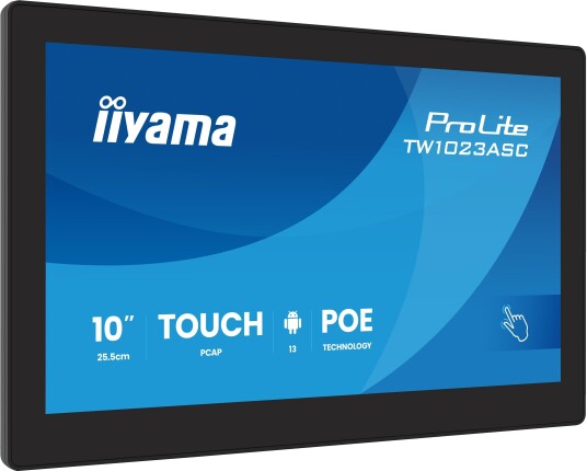 Iiyama Prolite Tw1023asc-B3p - Android Pc - Berøringspanel-Pc 1 Rk3568 / Inntil 2 Ghz - Ram 4 Gb - Ssd - Emmc 32 Gb - Mali-G52 - Bluetooth 5.2, Gigabit Ethernet - Android 13 - Monitor: Led 10.1" 1280 X 800 (Wxga) Berøringsskjerm - Svart, Matt